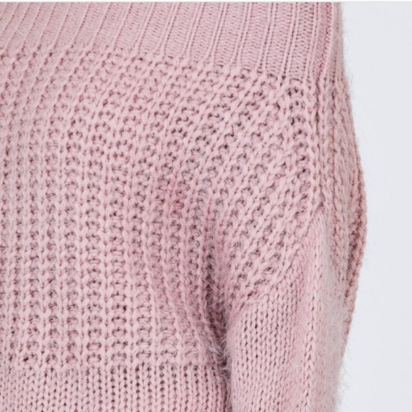 SOLD OUT Blush Pink Off Shoulder Knit Long Sleeve Sweater - Picture 8 of 8